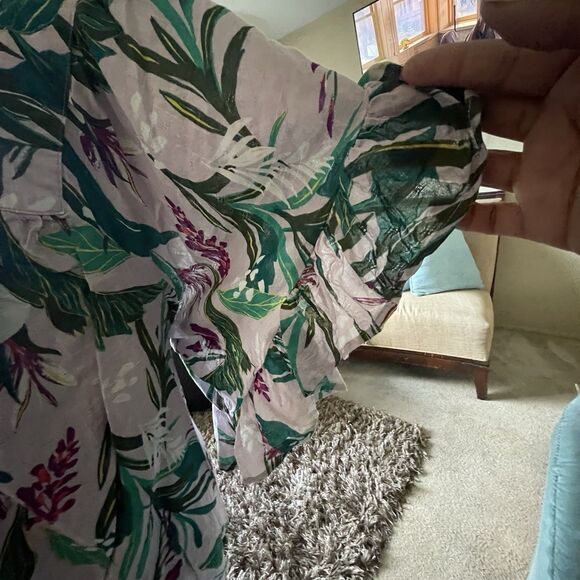 3X (24W-26W) Terra & Sky Woman's Plus Size Short Sleeve Peasant Top Lilac Ruffle - Picture 6 of 11